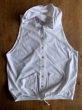 White Hooded Button-Front Women's Swim Coverup
